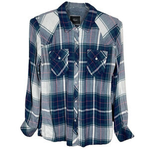 Rails Hunter Flannel Shirt Women Medium Navy Plaid Outdoor Cozy Soft Gorpcore